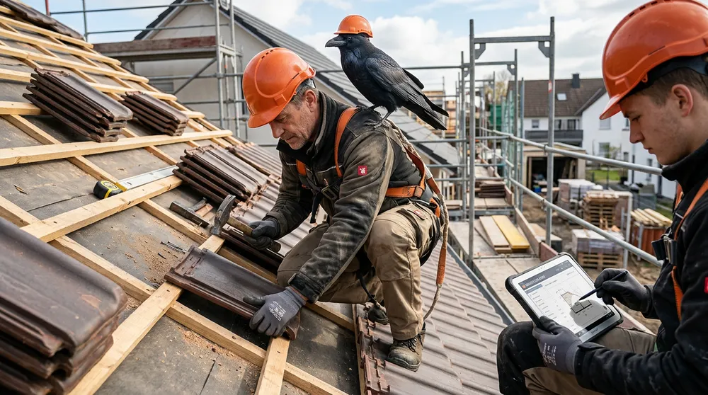 Dachdecker bei der Arbeit